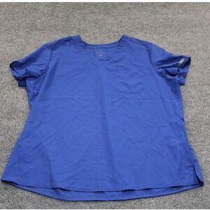 MedCouture‎ Insight Scrub Top 2XL Blue V Neck Short Sleeve Medical Uniform